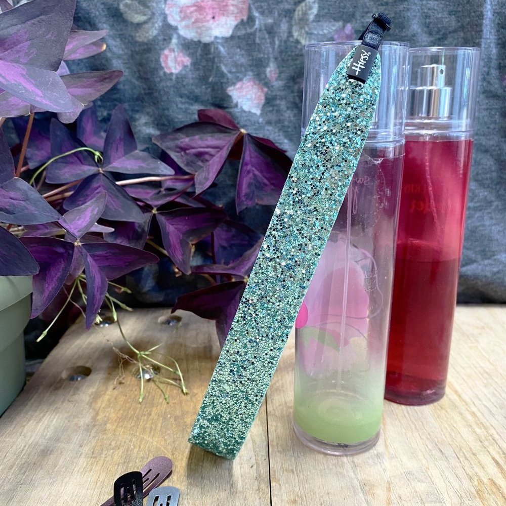 Hipsy Seafoam Green Adjustable & No Slip Mint Wide Bling Glitter Hair Headband